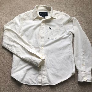 White Abercrombie long sleeve button down shirt